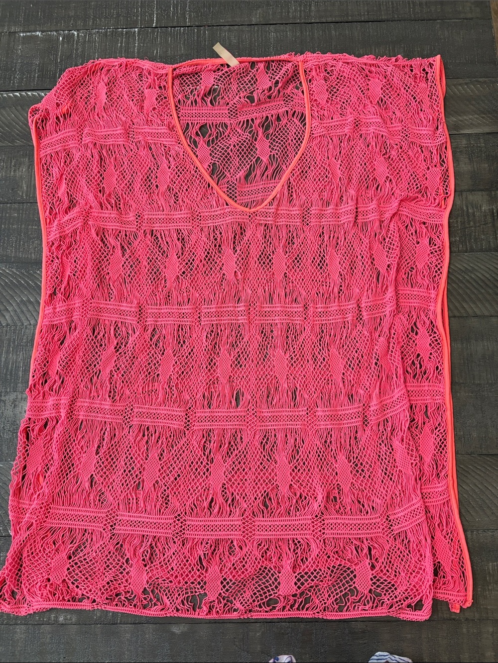 Victoria's Secret Hot Pink Crochet Swim Cover-Up Tunic